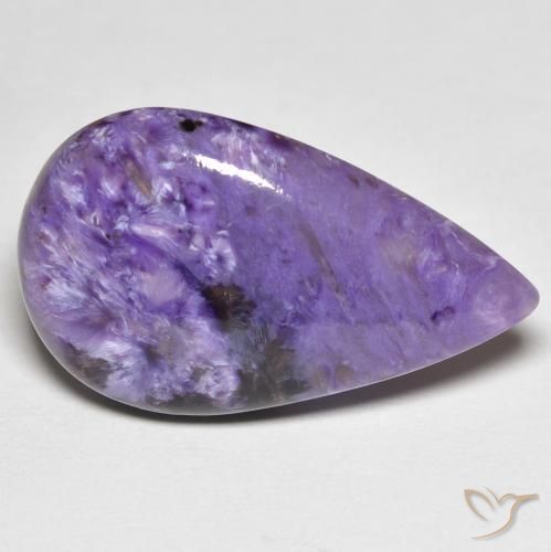 Caroite naturale viola da 11,83 ct, taglio a pera, opaco