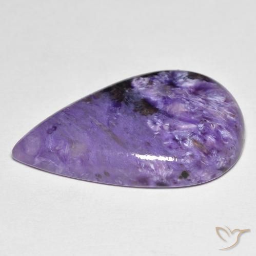 Caroite naturale viola da 11,83 ct, taglio a pera, opaco