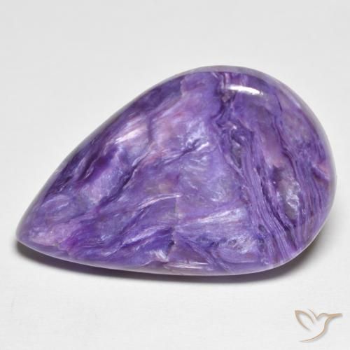Charoite Viola medio naturale da 12.72 ct, Forma a pera, Opaco