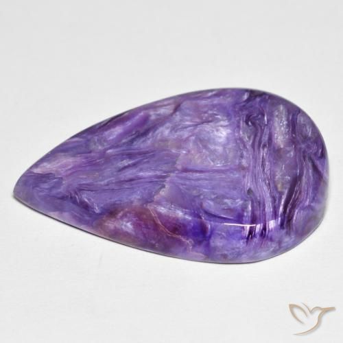 Charoite Viola medio naturale da 12.72 ct, Forma a pera, Opaco