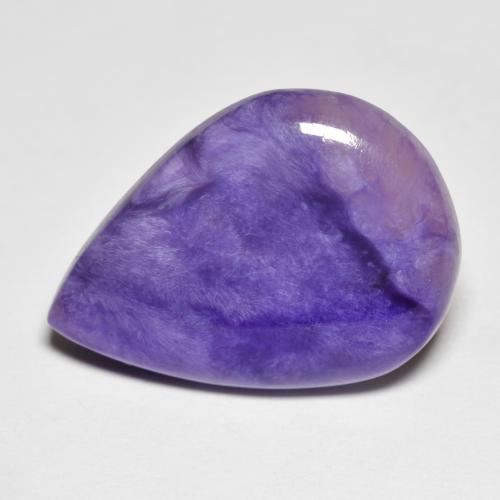 Caroite viola intenso naturale da 11,44 ct, taglio a pera, opaco