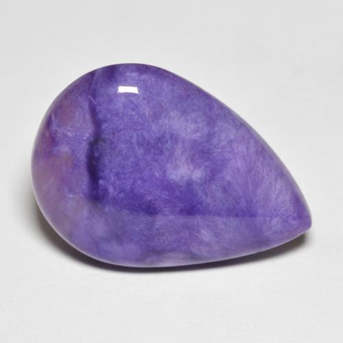 Caroite viola intenso naturale da 11,44 ct, taglio a pera, opaco