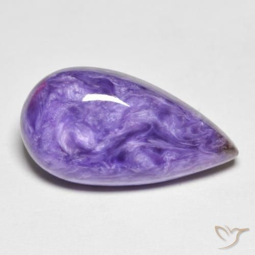 Caroite naturale viola da 9,67 ct, taglio a pera, opaco