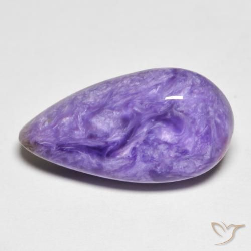 Caroite naturale viola da 9,67 ct, taglio a pera, opaco
