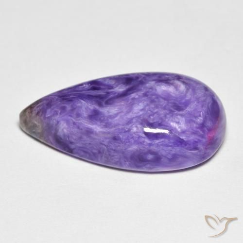 Caroite naturale viola da 9,67 ct, taglio a pera, opaco