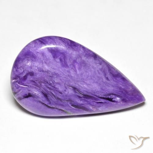 Charoite Medium Dark-Violet naturale da 11.71 ct, Forma a pera, Opaco