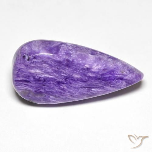 Charoite Viola scuro naturale da 12.77 ct, Forma a pera, Opaco