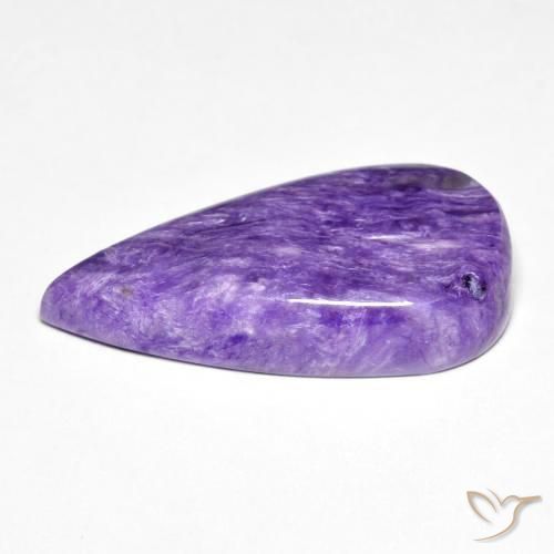 Charoite Viola scuro naturale da 12.77 ct, Forma a pera, Opaco