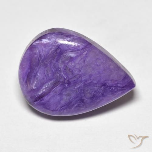 Charoite Velluto Viola Viola naturale da 7.61 ct, Forma a pera, Opaco
