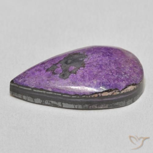 Charoite Viola scuro naturale da 14.02 ct, Forma a pera, Opaco