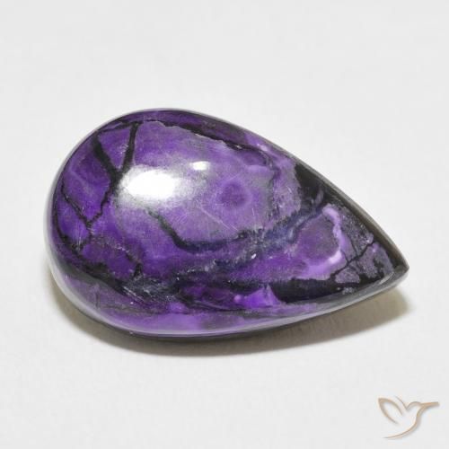 Charoite Viola scuro naturale da 13.29 ct, Forma a pera, Opaco