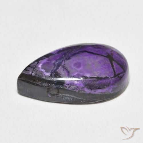 Charoite Viola scuro naturale da 13.29 ct, Forma a pera, Opaco
