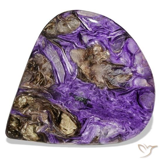 Caroite naturale viola da 80,16 ct, taglio a pera, opaco