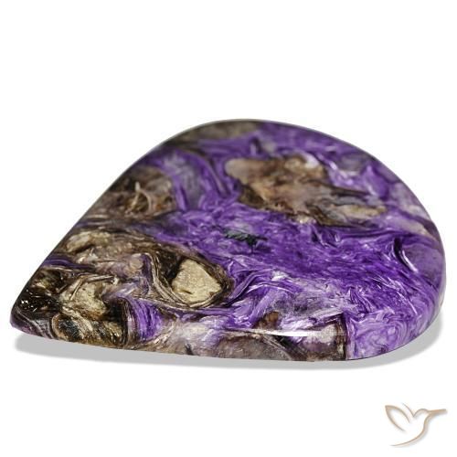 Caroite naturale viola da 80,16 ct, taglio a pera, opaco