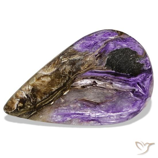 Caroite naturale viola da 53,10 ct, taglio a pera, opaco