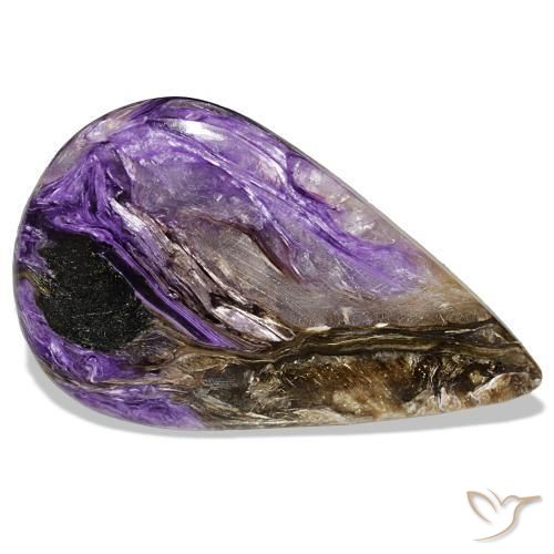 Caroite naturale viola da 53,10 ct, taglio a pera, opaco