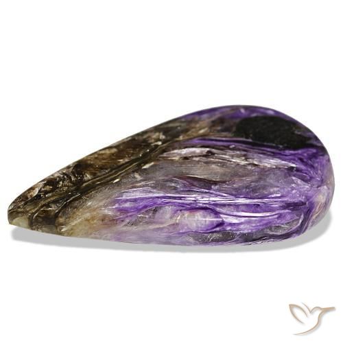Caroite naturale viola da 53,10 ct, taglio a pera, opaco