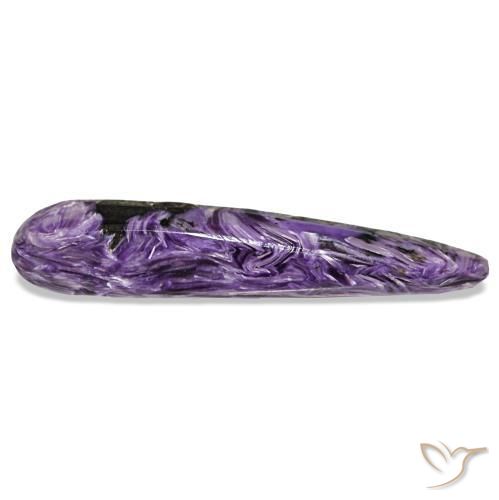 Caroite naturale viola da 12,66 ct, taglio a pera, opaco
