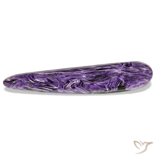 Caroite naturale viola da 12,66 ct, taglio a pera, opaco
