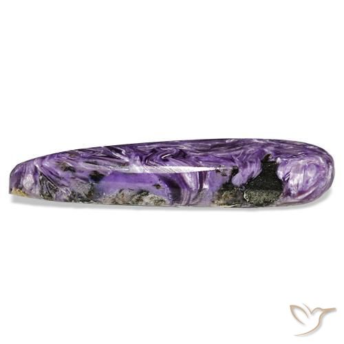 Caroite naturale viola da 12,66 ct, taglio a pera, opaco