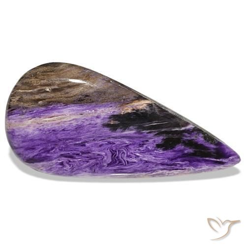 Caroite naturale viola da 39,61 ct, taglio a pera, opaco