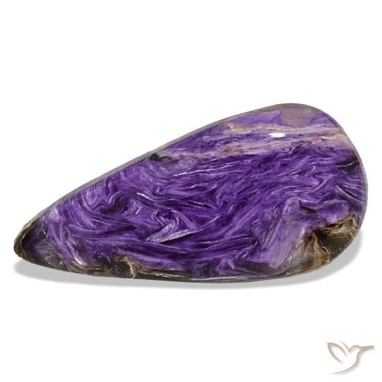 Caroite naturale viola da 19,48 ct, taglio a pera, opaco