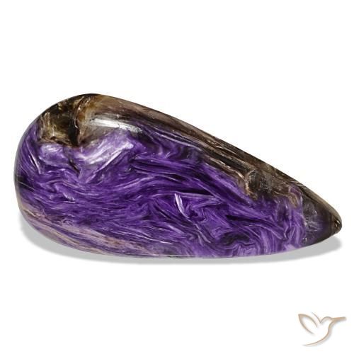 Caroite naturale viola da 19,48 ct, taglio a pera, opaco