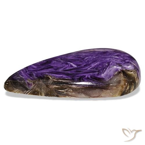 Caroite naturale viola da 19,48 ct, taglio a pera, opaco