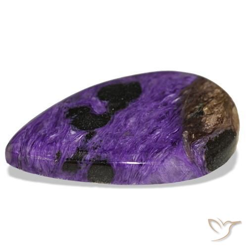 Caroite naturale viola da 34,66 ct, taglio a pera, opaco