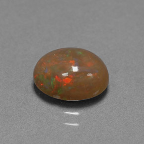 Opale cioccolato naturale multicolore da 1,42 ct, taglio ovale, opaco