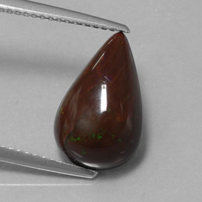 Opale cioccolato naturale marrone da 3,83 ct, taglio a pera, opaco
