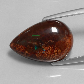 Opale di cioccolato Multicolore naturale da 5.15 ct, Forma a pera, Opaco