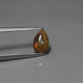Opale cioccolato naturale multicolore da 0,92 ct, taglio a pera, opaco