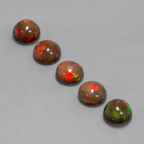 Opale cioccolato naturale multicolore da  ct, taglio rotondo, opaco