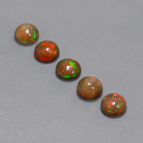 Opale cioccolato naturale multicolore da  ct, taglio rotondo, opaco