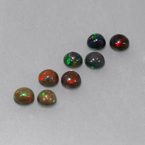 Opale cioccolato naturale multicolore da  ct, taglio rotondo, opaco