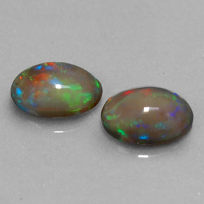 Gemme di Opale di cioccolato Multicolore naturale da  ct, Taglio ovale, Traslucido