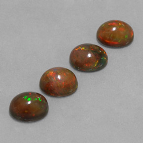 Gemme di Opale di cioccolato Multicolore naturale da  ct, Taglio ovale, Traslucido