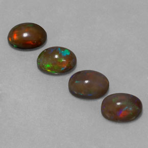 Opale cioccolato naturale multicolore da  ct, taglio ovale, traslucido