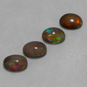 Opale cioccolato naturale multicolore da  ct, taglio ovale, traslucido