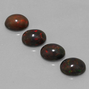 Gemme di Opale di cioccolato Multicolore naturale da 3.46 ct, Taglio ovale, Traslucido