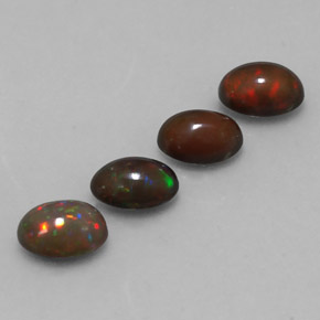 Opale cioccolato naturale multicolore da  ct, taglio ovale, traslucido