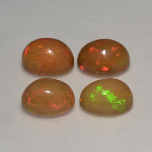 Opale cioccolato naturale multicolore da 2,83 ct, taglio ovale, traslucido