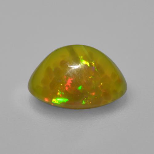 Opale cioccolato naturale multicolore da 2,95 ct, taglio ovale, traslucido