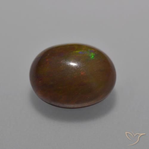 1.26ct Naturale Multicolore Opale cioccolato, Ovale, Traslucido
