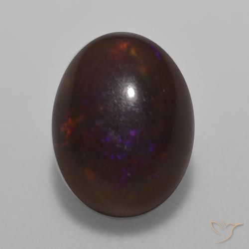0.98ct Naturale Multicolore Opale cioccolato, Ovale, Traslucido