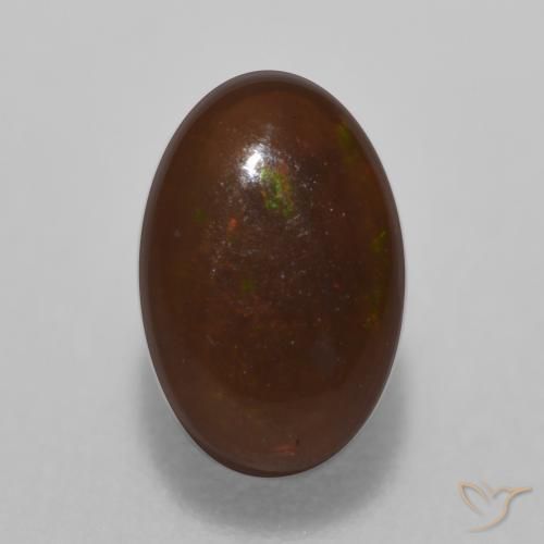 0.44ct Naturale Multicolore Opale cioccolato, Ovale, Traslucido