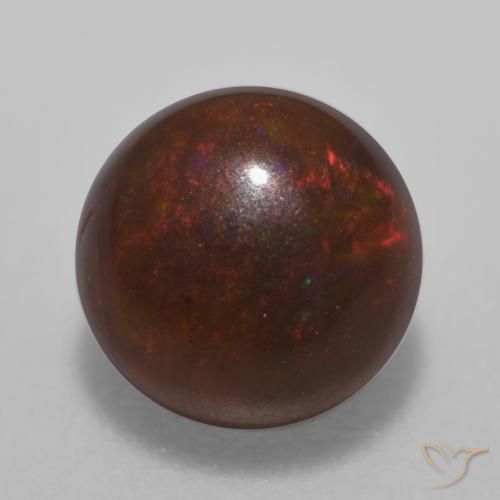 0.64ct Naturale Multicolore Opale cioccolato, Rotondo, Traslucido