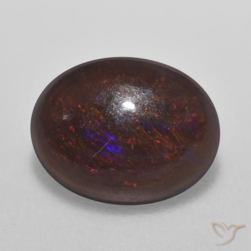 0.71ct Naturale Multicolore Opale cioccolato, Ovale, Traslucido