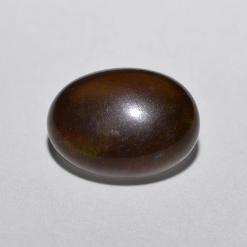 Opale cioccolato naturale multicolore da 0,52 ct, taglio ovale, traslucido